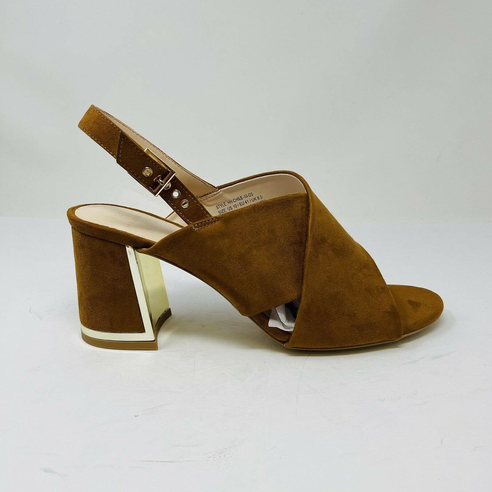 H Halston Womans Sz 10M Chile Criss Cross Straps High Heel Sandals Brown NIB - Picture 3 of 8